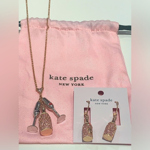 🥂NWT Kate Spade Champagne Cluster Necklace plus Matching Earrings Set 🥂 - Picture 1 of 10